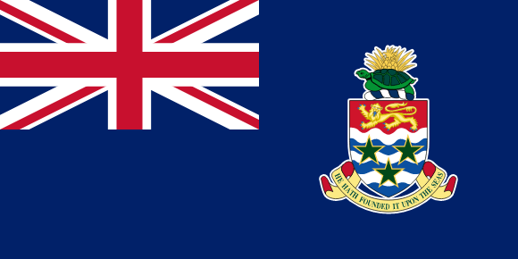 Flag of the Cayman Islands featuring the Union Jack in the upper left and a coat of arms on a blue background.