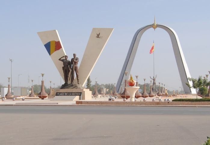 Monument in N'Djamena, Chad, featuring a large 