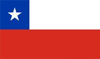 Flag of Chile: Blue square with a white star in the upper left corner, with white and red horizontal stripes.