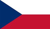 Flag of the Czech Republic: White and red horizontal stripes with a blue triangle on the hoist side.