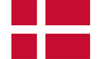 Danish flag: A red banner with a white Scandinavian cross.