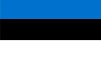 Flag of Estonia: a horizontal tricolor of blue, black, and white.