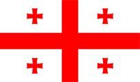 Flag of Georgia: White background with a large red cross in the center and four smaller red crosses in the corners.