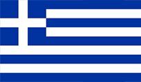 Flag of Greece: Blue and white stripes with a white cross in the top left corner, representing the nation.