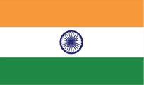 The flag of India: horizontal bands of saffron, white, and green with a navy blue chakra in the center.