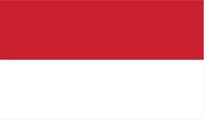 Flag of Indonesia: A horizontal bicolor of red over white.