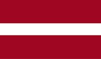 Flag of Latvia: A horizontal tricolor with a white stripe between two maroon stripes.
