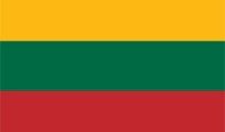 Flag of Lithuania: Horizontal bands of yellow, green, and red.
