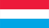 Flag of Luxembourg: Horizontal tricolor of red, white, and light blue stripes.