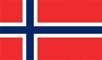 Flag of Norway: Red field with a blue Scandinavian cross outlined in white.