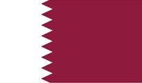 Flag of Qatar: a white vertical band on the left, followed by a maroon field with nine white, serrated points.