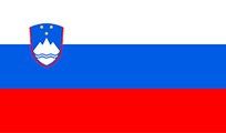 Flag of Slovenia: White, blue, and red horizontal stripes with the Slovenian coat of arms in the upper left corner.