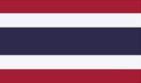Flag of Thailand: Five horizontal stripes of red, white, blue, white, and red.