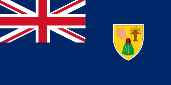 Flag of the Turks and Caicos Islands. It features the British flag in the upper left corner and a crest on a blue background.