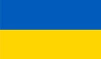 Ukrainian flag: A horizontal bicolor of blue above yellow.