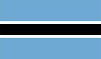 Flag of Botswana: Light blue top and bottom bands with a black horizontal stripe in the center, edged with white stripes.