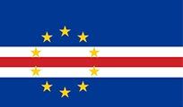 Flag of Cape Verde: Blue field with a red and white horizontal stripe and ten yellow stars arranged in a circle.