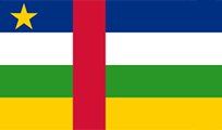 Flag of the Central African Republic: blue, white, green, yellow horizontal stripes with a red vertical stripe in the center and a yellow star in the top left.
