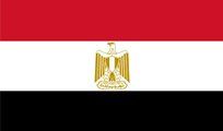 Flag of Egypt: Red, white, and black horizontal stripes with a golden eagle emblem centered on the white stripe.