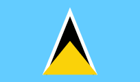 Flag of Saint Lucia with a central triangle of black, white, and yellow on a blue background.