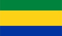 Flag of Gabon: horizontal bands of green, yellow, and blue.