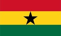 Ghana flag: red, gold, and green horizontal stripes with a centered black star.