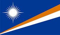Flag of the Marshall Islands: Blue field with a white and orange diagonal stripe, a star in the upper-left corner.