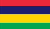 Flag of Mauritius: red, blue, yellow, and green horizontal stripes.