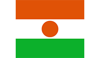 Flag of Niger: horizontal orange, white with orange circle, and green stripes.
