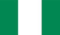 Flag of Nigeria: Three vertical stripes, green on the sides with a white stripe in the center.