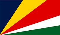 Flag of Seychelles: Blue, yellow, red, white, and green oblique bands radiating from the lower hoist corner.