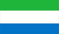 Flag of Sierra Leone: horizontal bands of green, white, and blue.