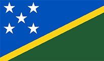 Flag of the Solomon Islands: blue upper-left corner with five white stars, a diagonal yellow stripe, and a green lower-right section.