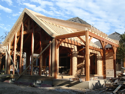 An outside view of a newly constructed house