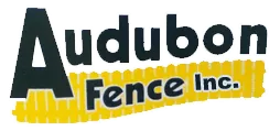 Audubon Fence Inc. logo in black and yellow text on a white background