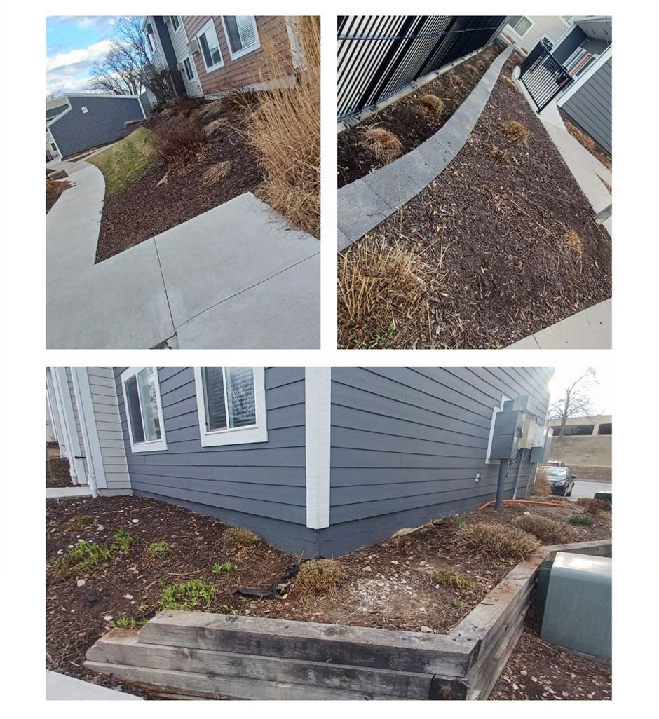 A picture collage of a house and sidewalk