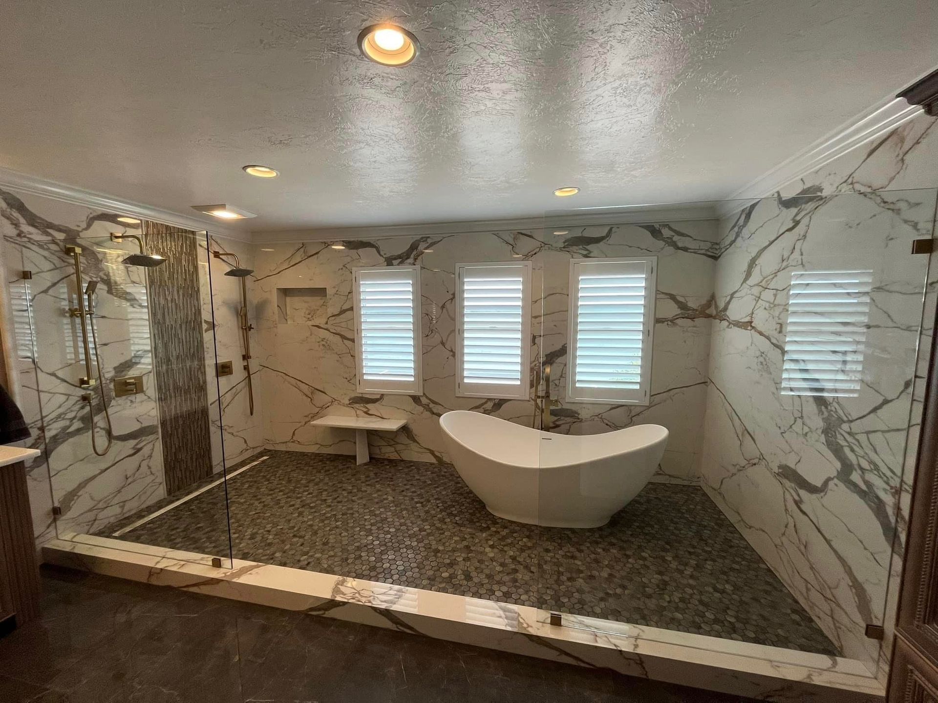 two glass panels for the bathroom