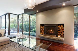 Living room with large windows