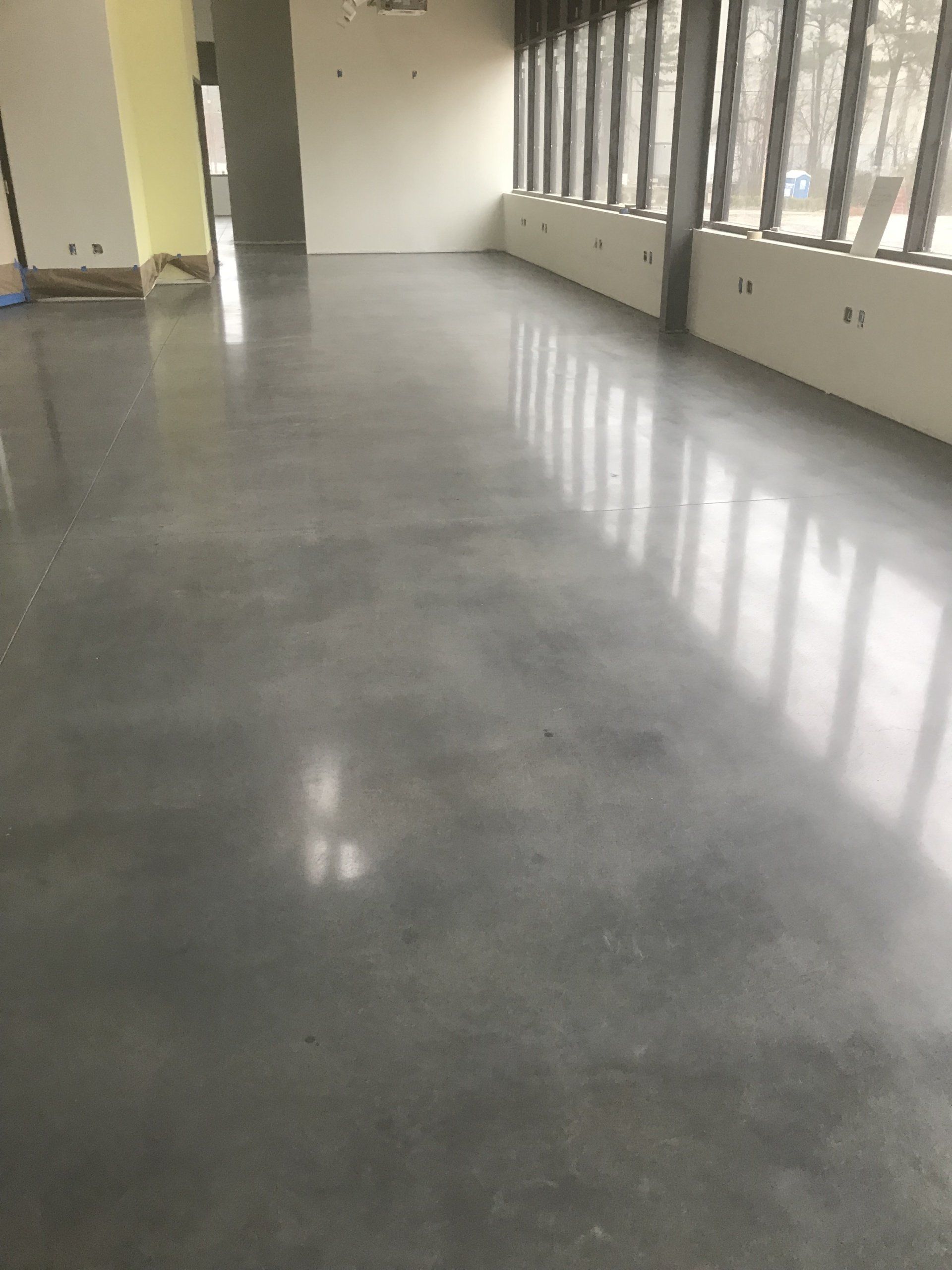 diamond polished concrete floor with densifier, dust-proofer and stain inhibitor