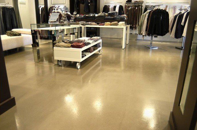 retail store concrete floor with ARDEX engineered cement topping and epoxy topcoat