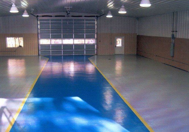 shotblasted concrete floor with epoxy coating and traffic lines
