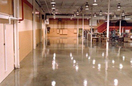 diamond polished concrete floor with densifier, dust-proofer and stain inhibitor