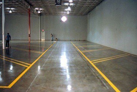 sealed warehouse floor, Industrial floor sealing and hardener, dust proofer, safety traffic lines, concrete treatment