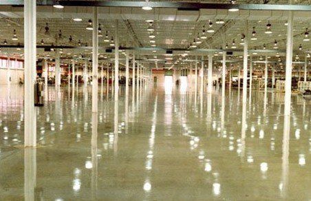 polished and densified concrete floor with stain inhibitor