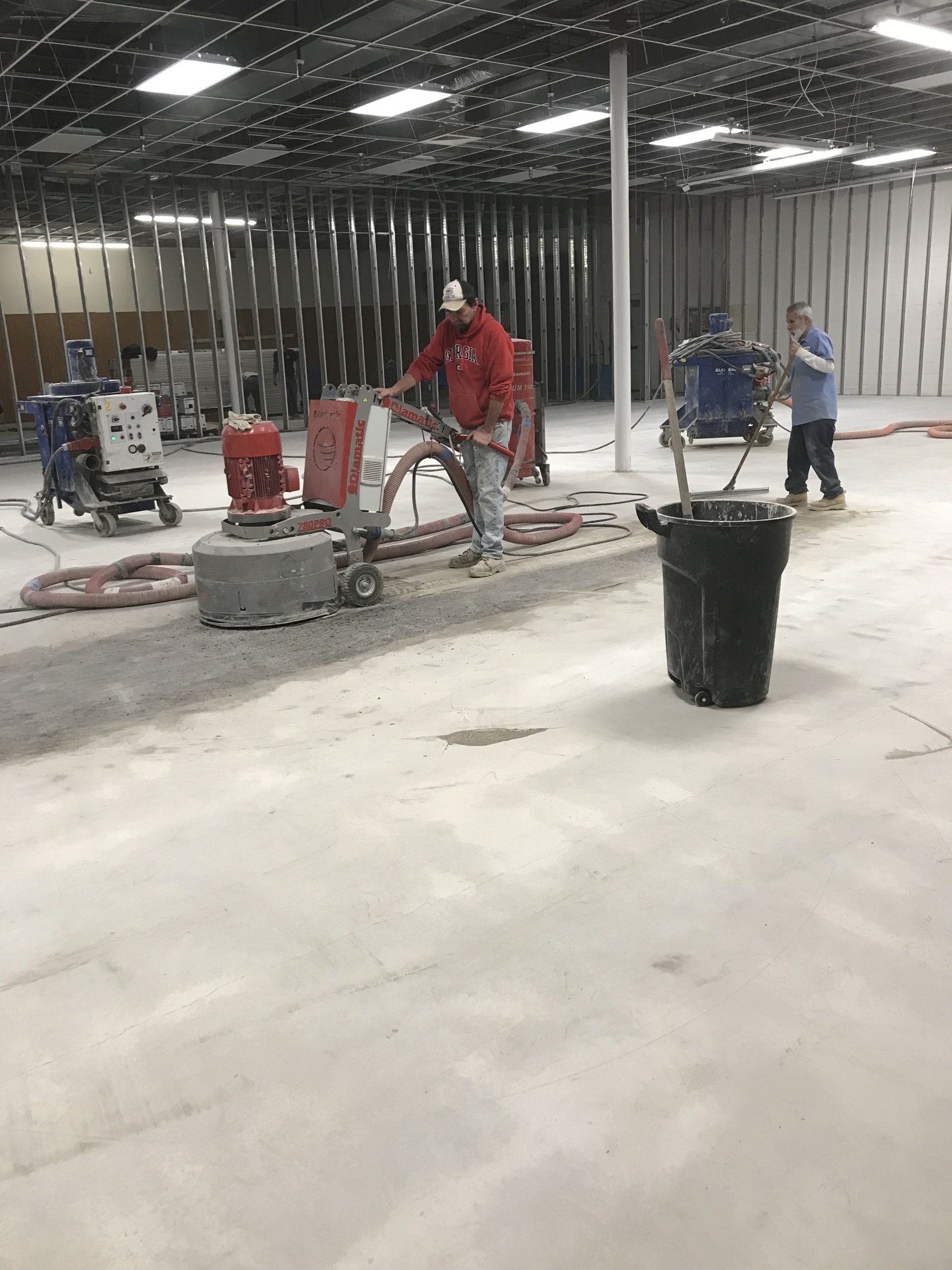 diamond polished concrete floor with densifier, dust-proofer and stain inhibitor