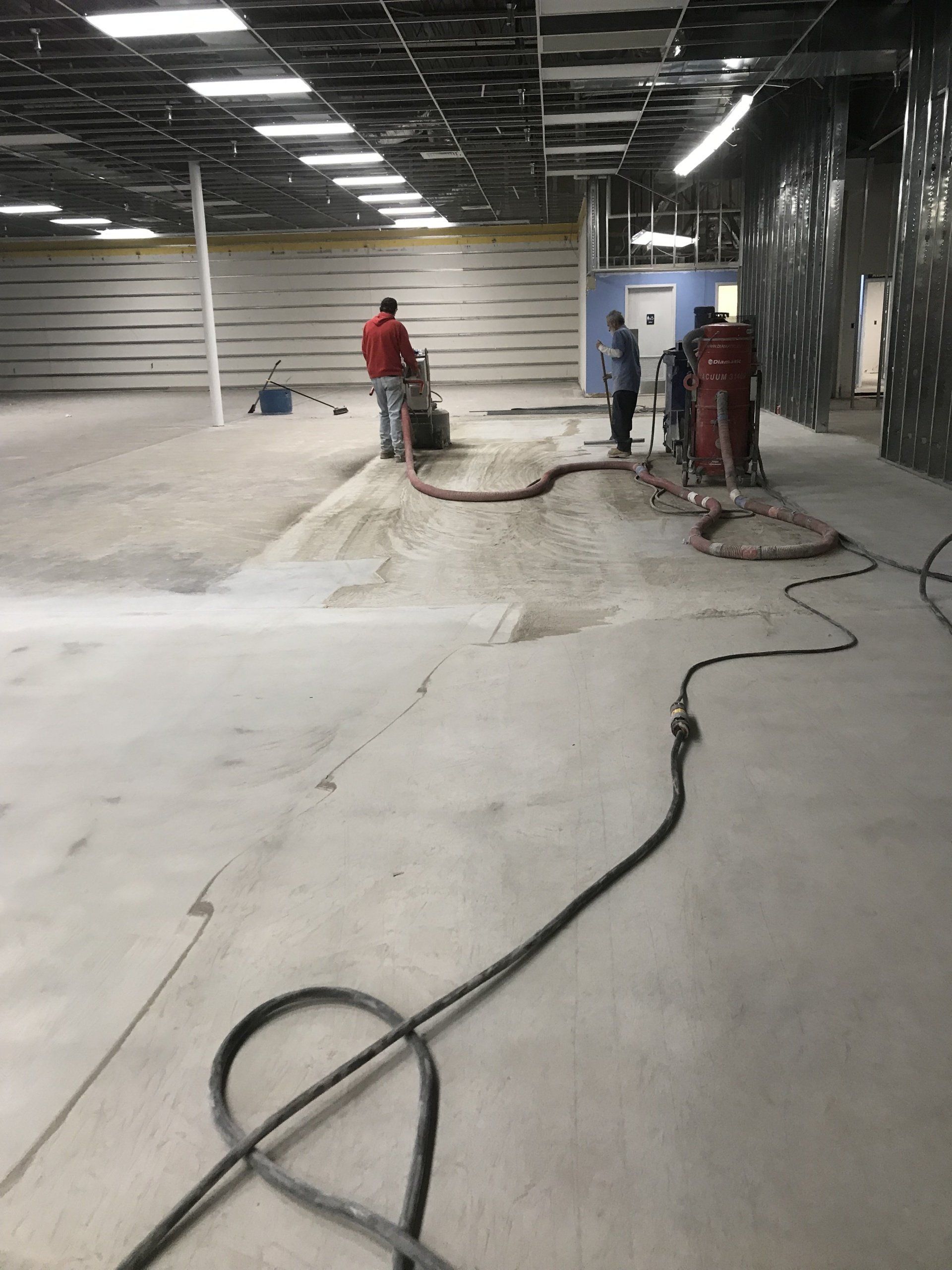 diamond polished concrete floor with densifier, dust-proofer and stain inhibitor