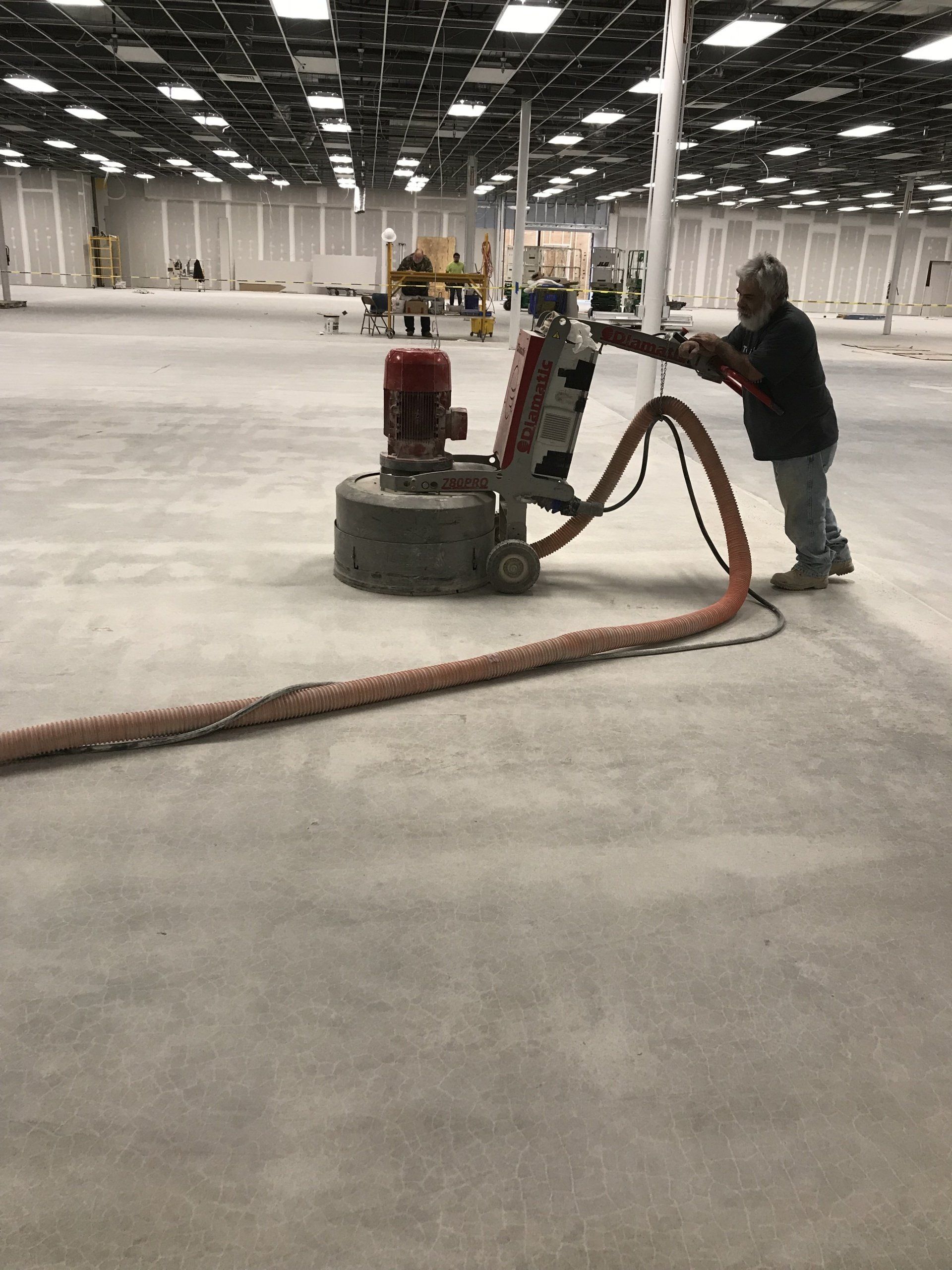 diamond polished concrete floor with densifier, dust-proofer and stain inhibitor