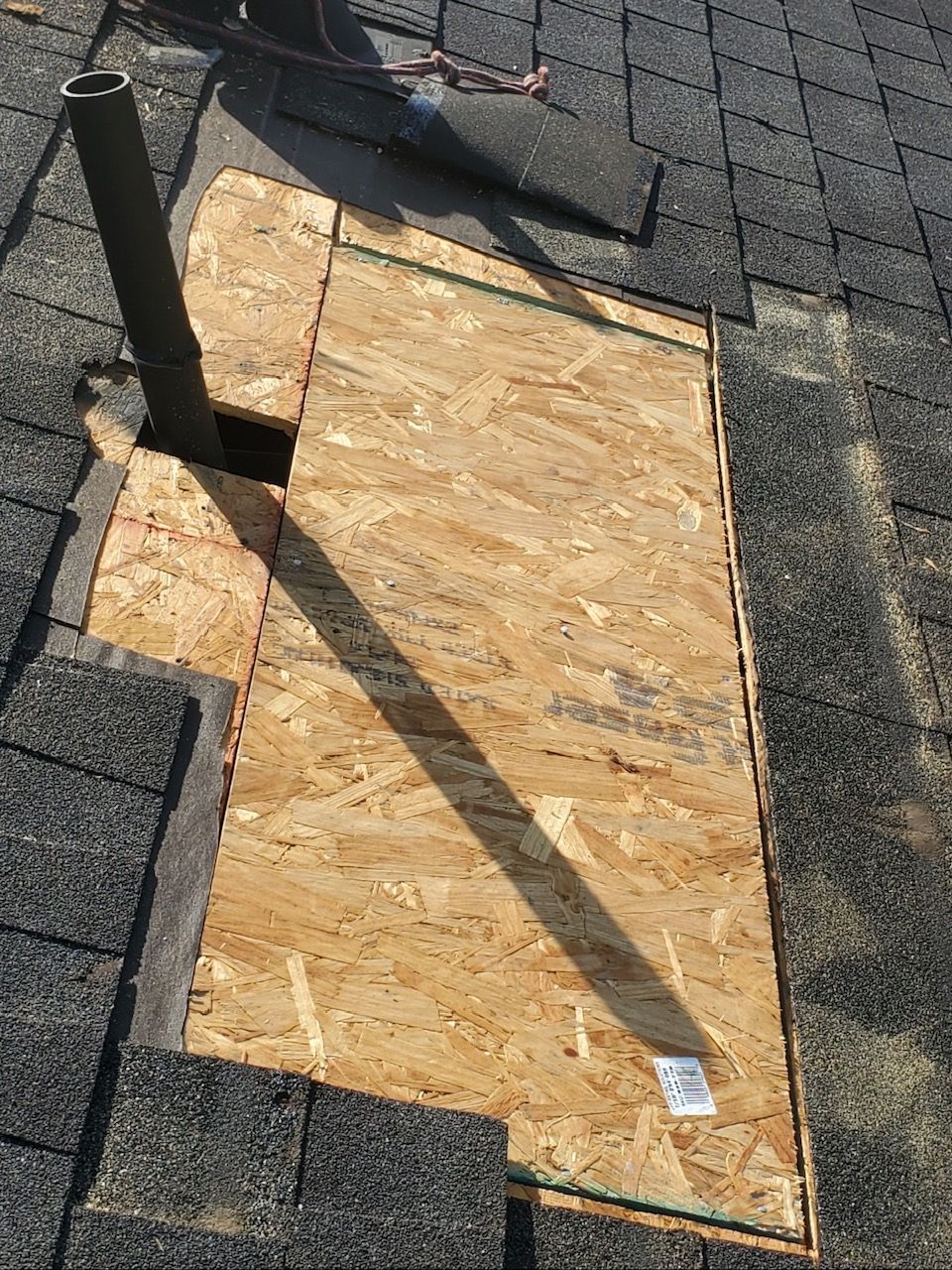 There is a hole in the roof that needs to be repaired.