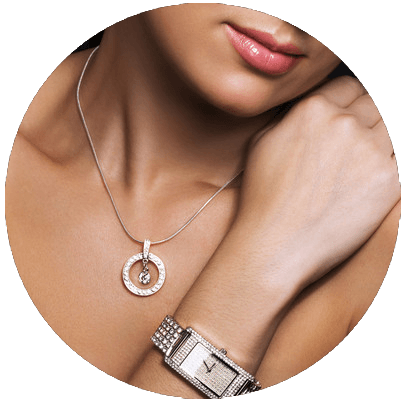 woman wearing silver jewelry