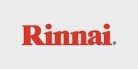 Rinnai logo in red text on a light gray background.
